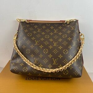 Louis Vuitton Monogram Crossbody with Gold Chain and Red Trim